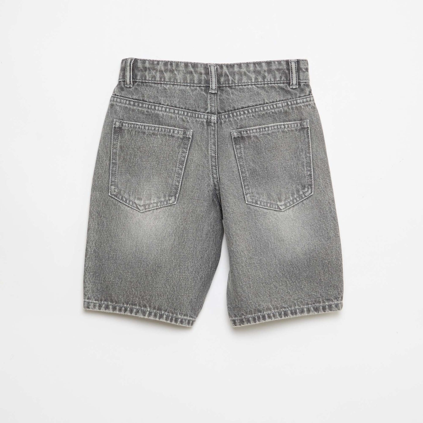 Slim Fit Stretch Cotton Denim Bermuda Shorts GREY