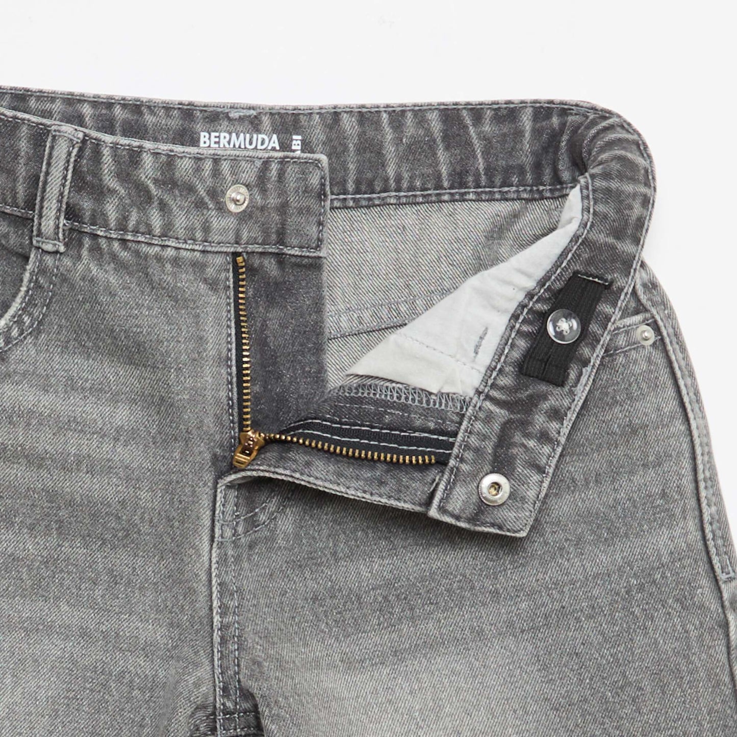 Slim Fit Stretch Cotton Denim Bermuda Shorts GREY