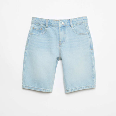 Slim Fit Stretch Cotton Denim Bermuda Shorts SKY BLUE