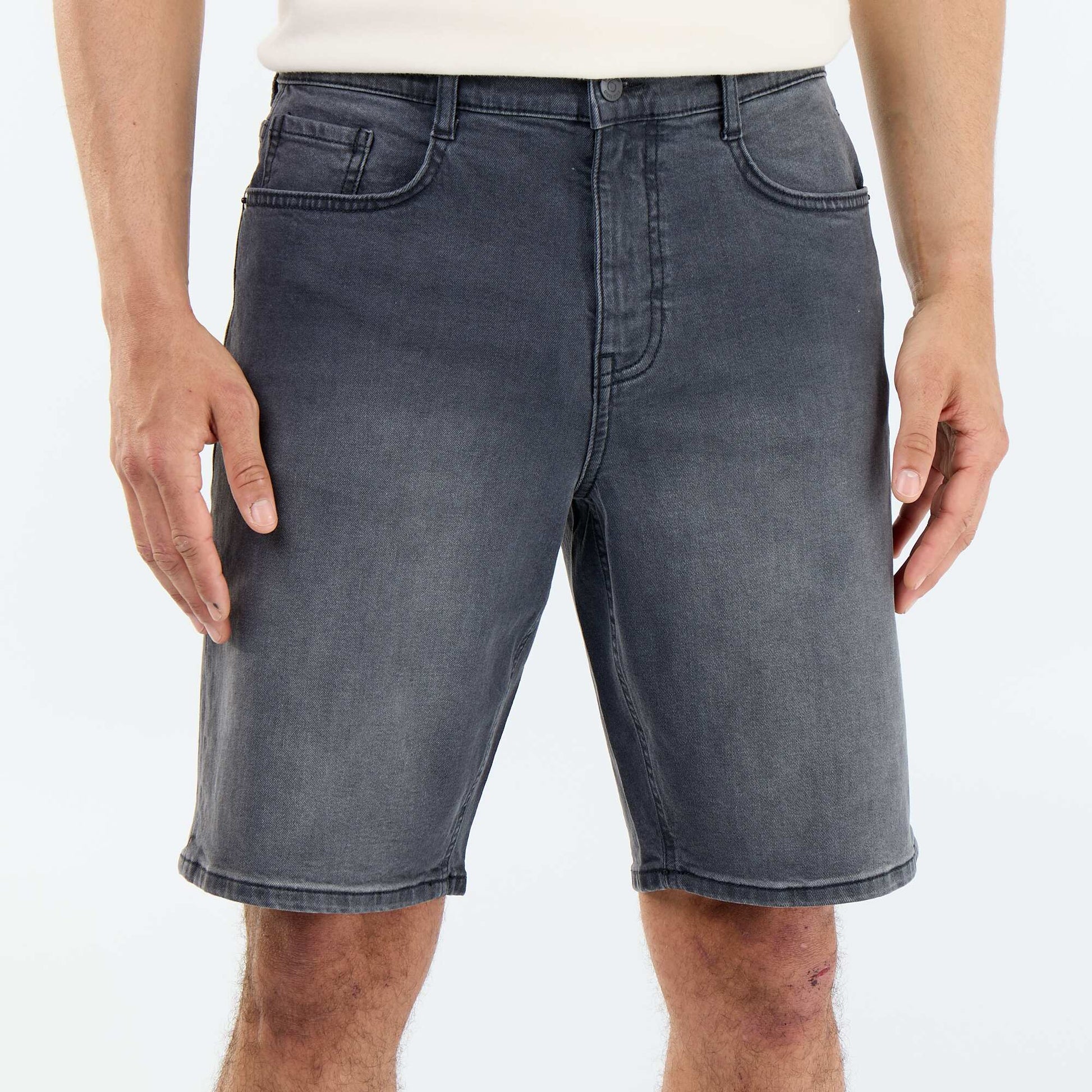 Slim Fit Denim Bermuda Shorts GREY