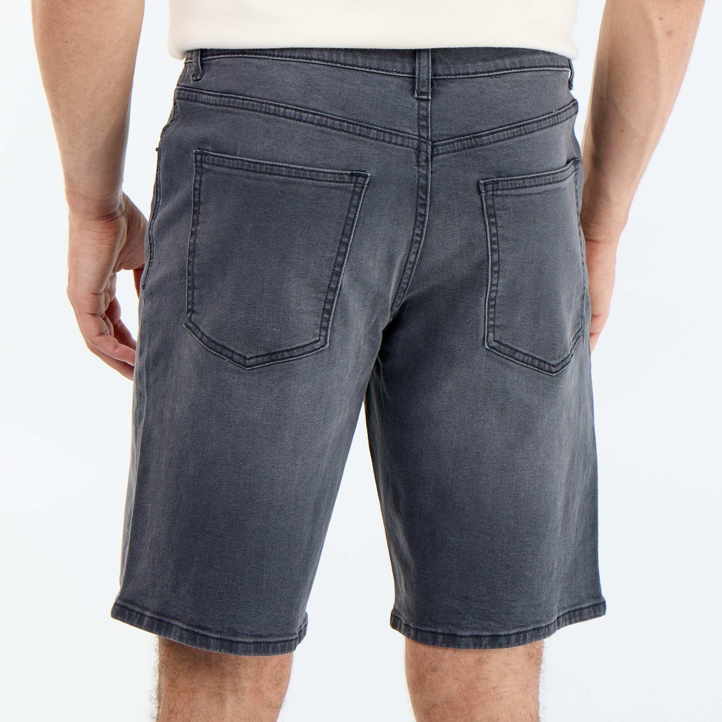 Slim Fit Denim Bermuda Shorts GREY