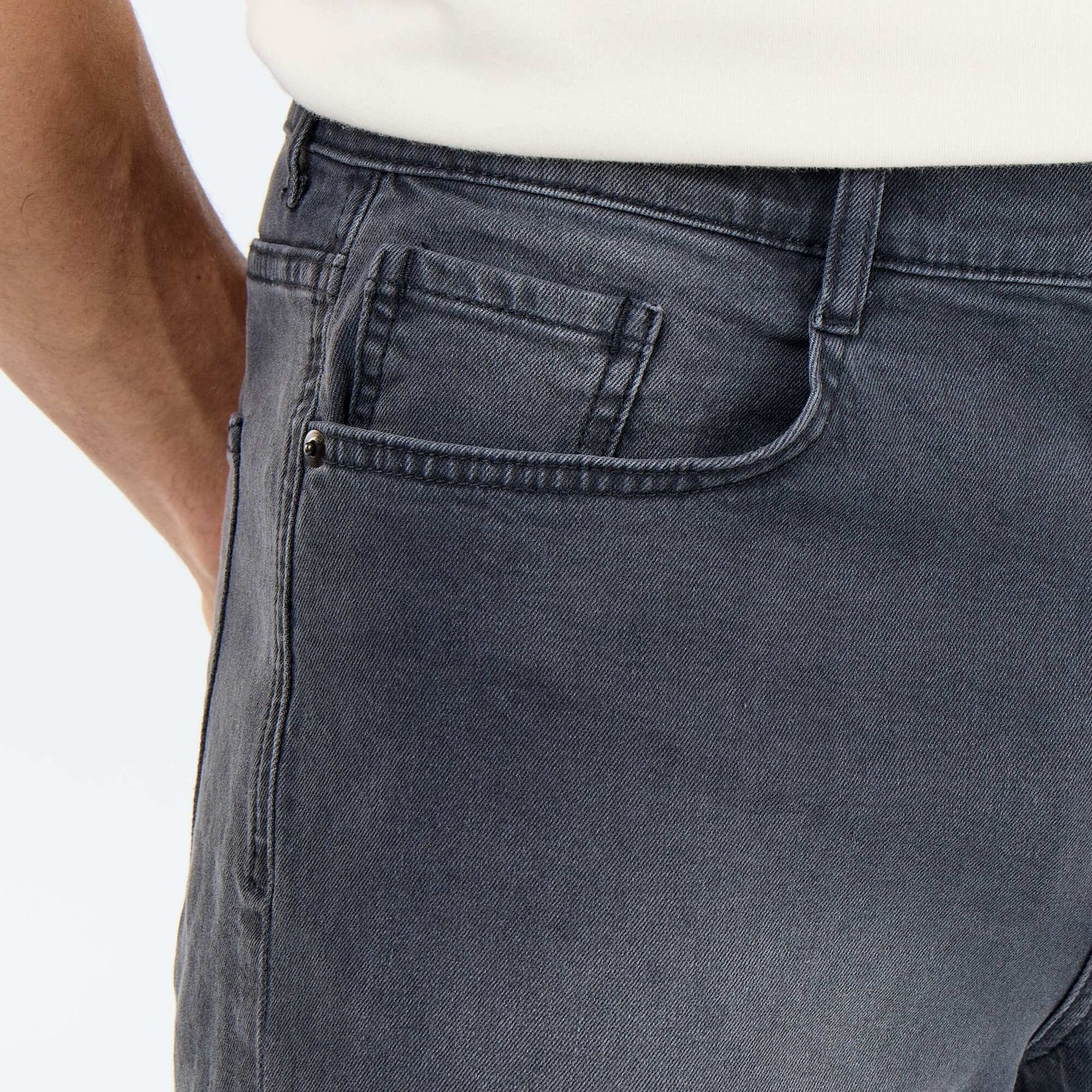 Slim Fit Denim Bermuda Shorts GREY