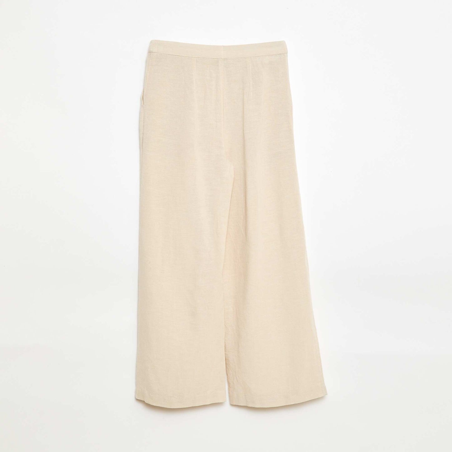Wide-leg blended linen trousers WHITE
