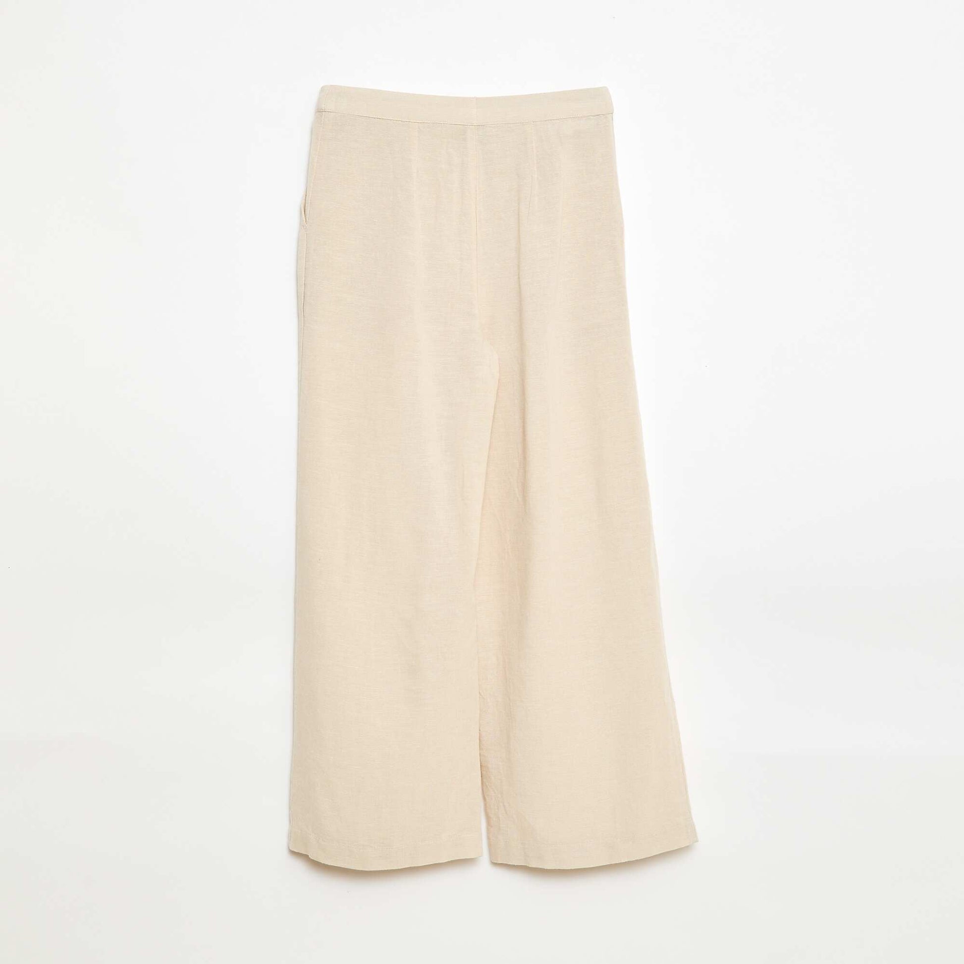 Wide-leg blended linen trousers WHITE