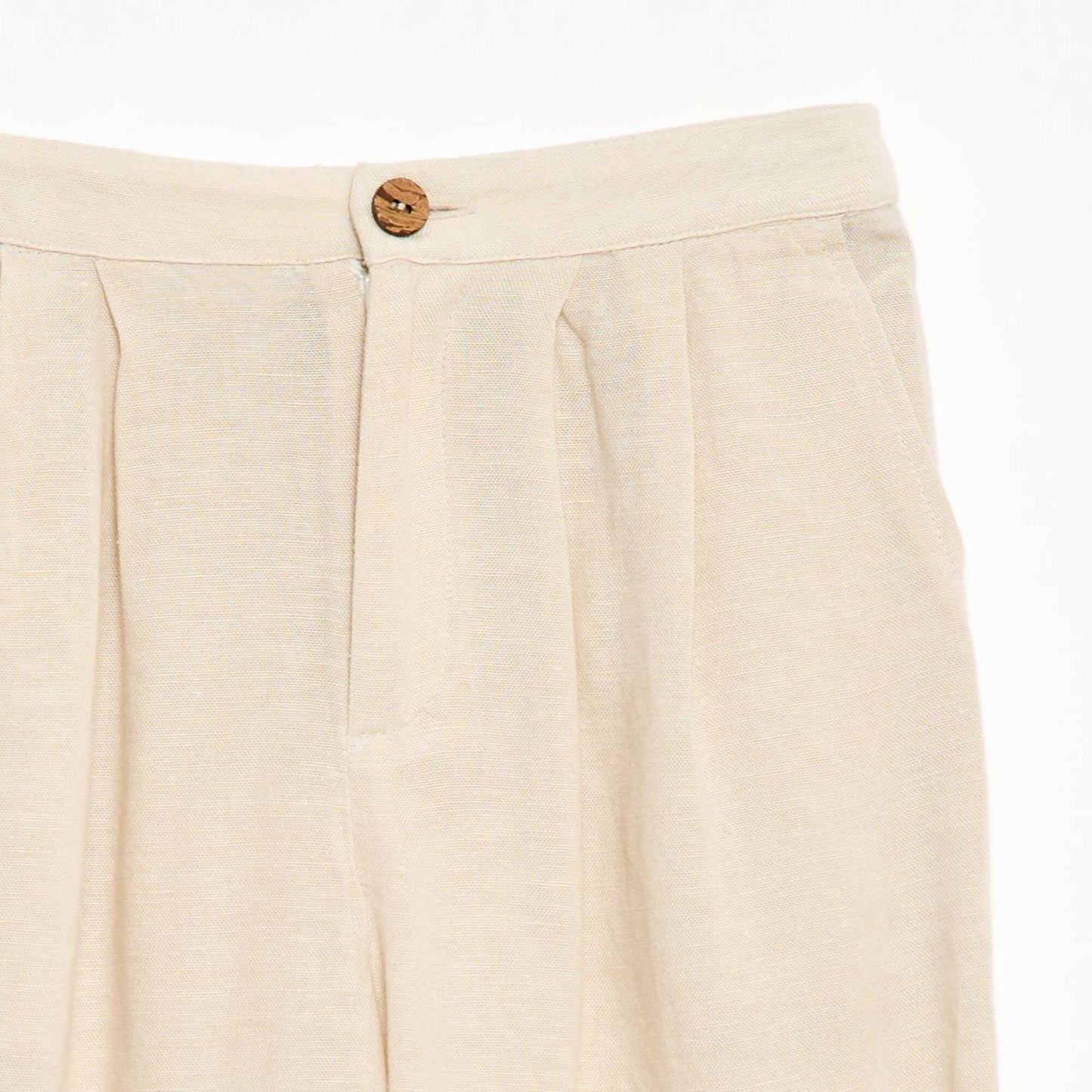 Wide-leg blended linen trousers WHITE