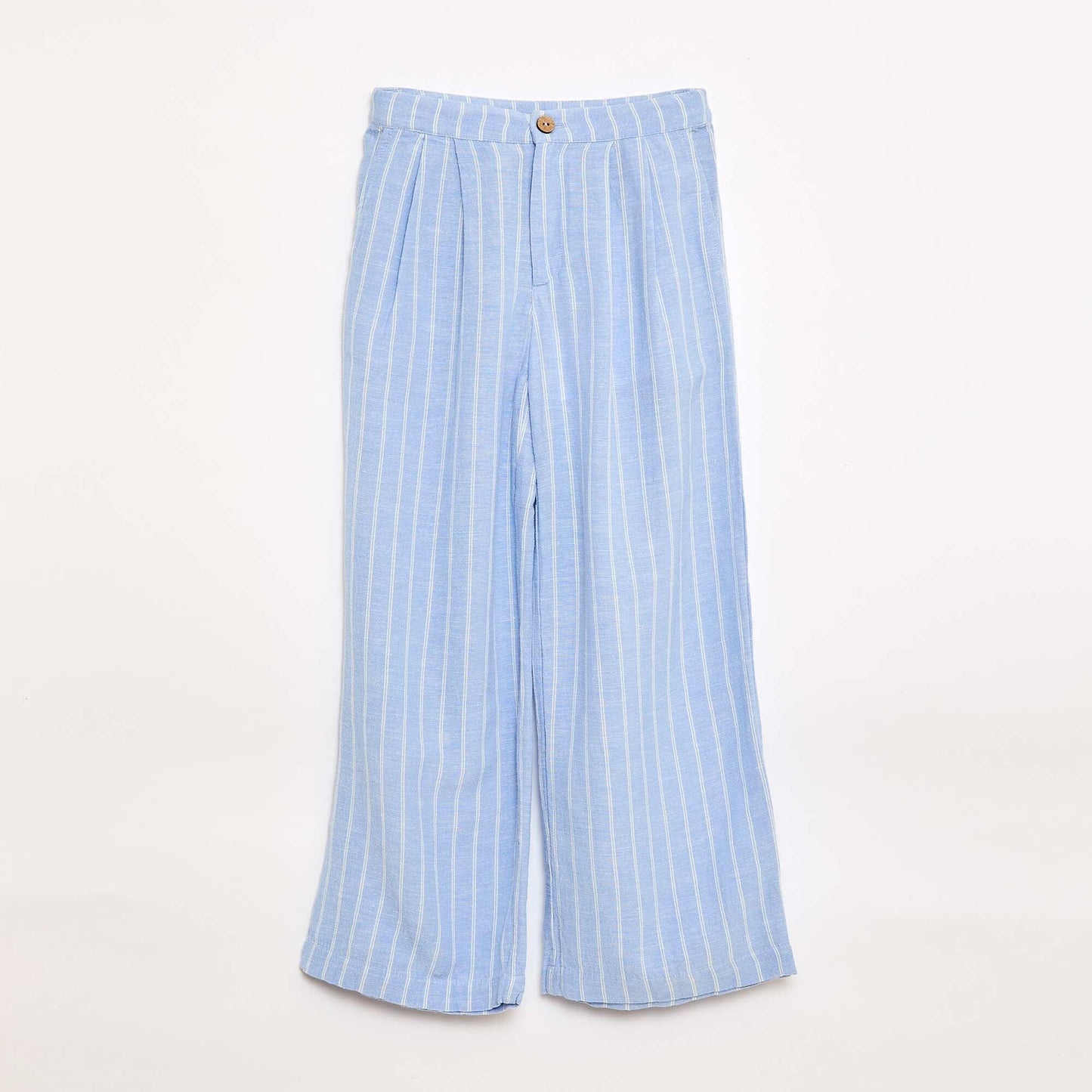 Wide-leg blended linen trousers BLUE