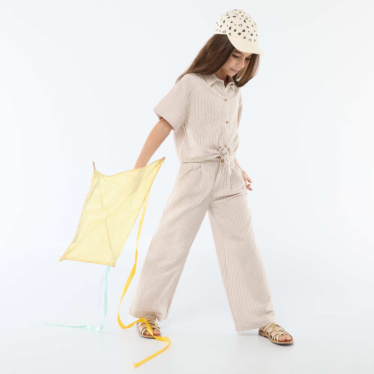 Wide-leg blended linen trousers BEIGE