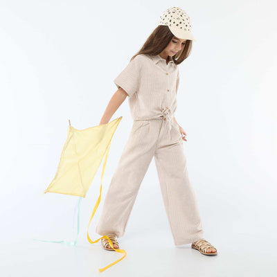 Wide-leg blended linen trousers BEIGE