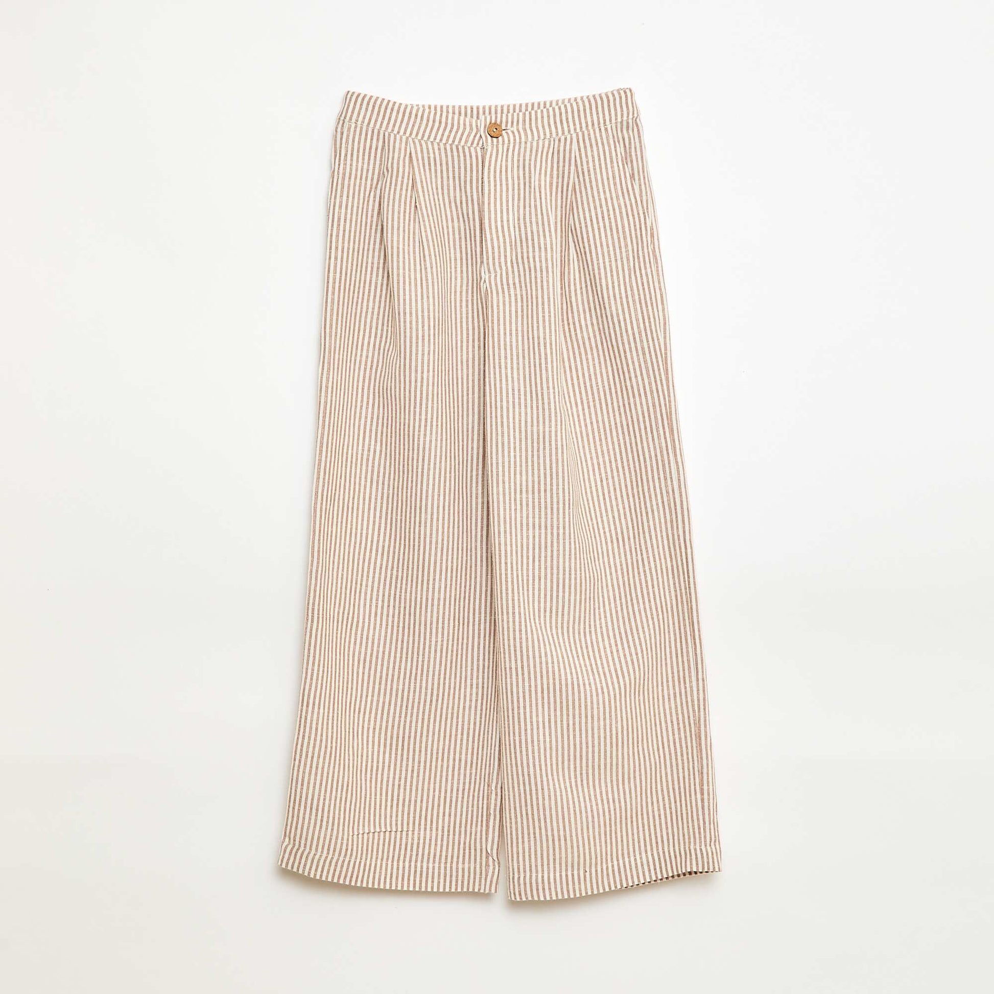 Wide-leg blended linen trousers BEIGE