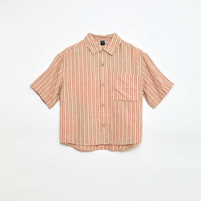 Oversized Striped Shirt BEIGE