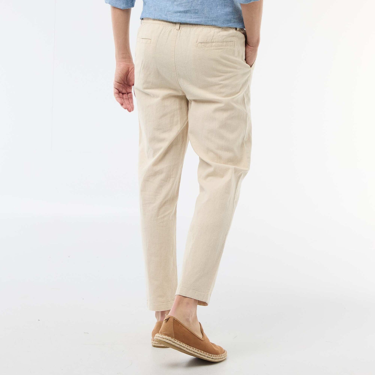 Regular Fit Linen Blend Chino Trousers WHITE