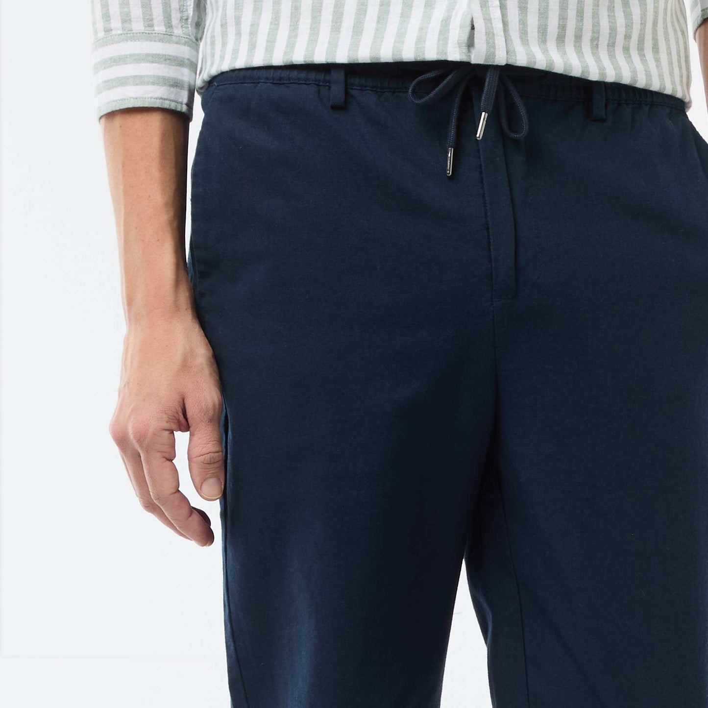 Regular Fit Linen Blend Chino Trousers BLUE