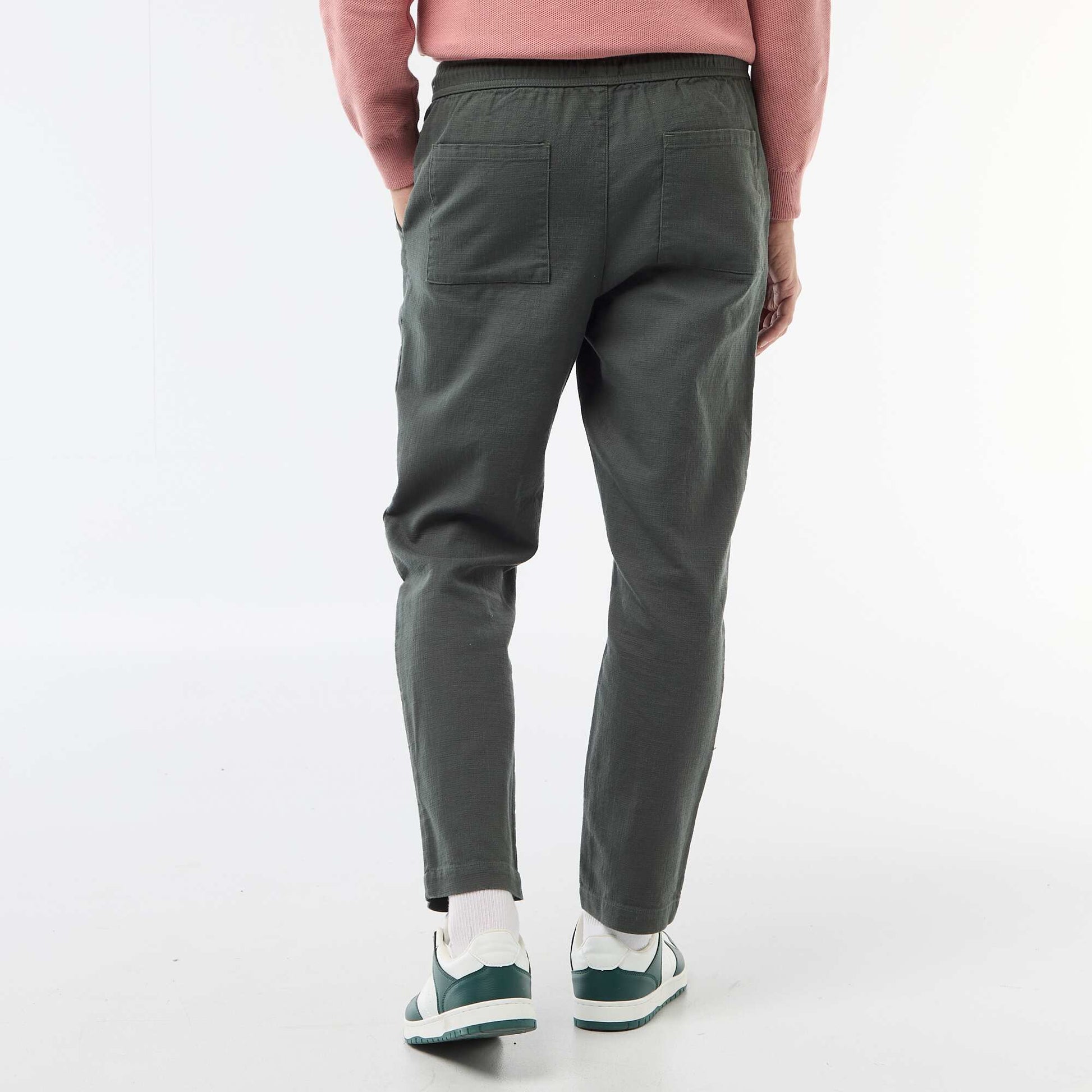 Straight-Leg Pants with Elastic Waistband GREEN