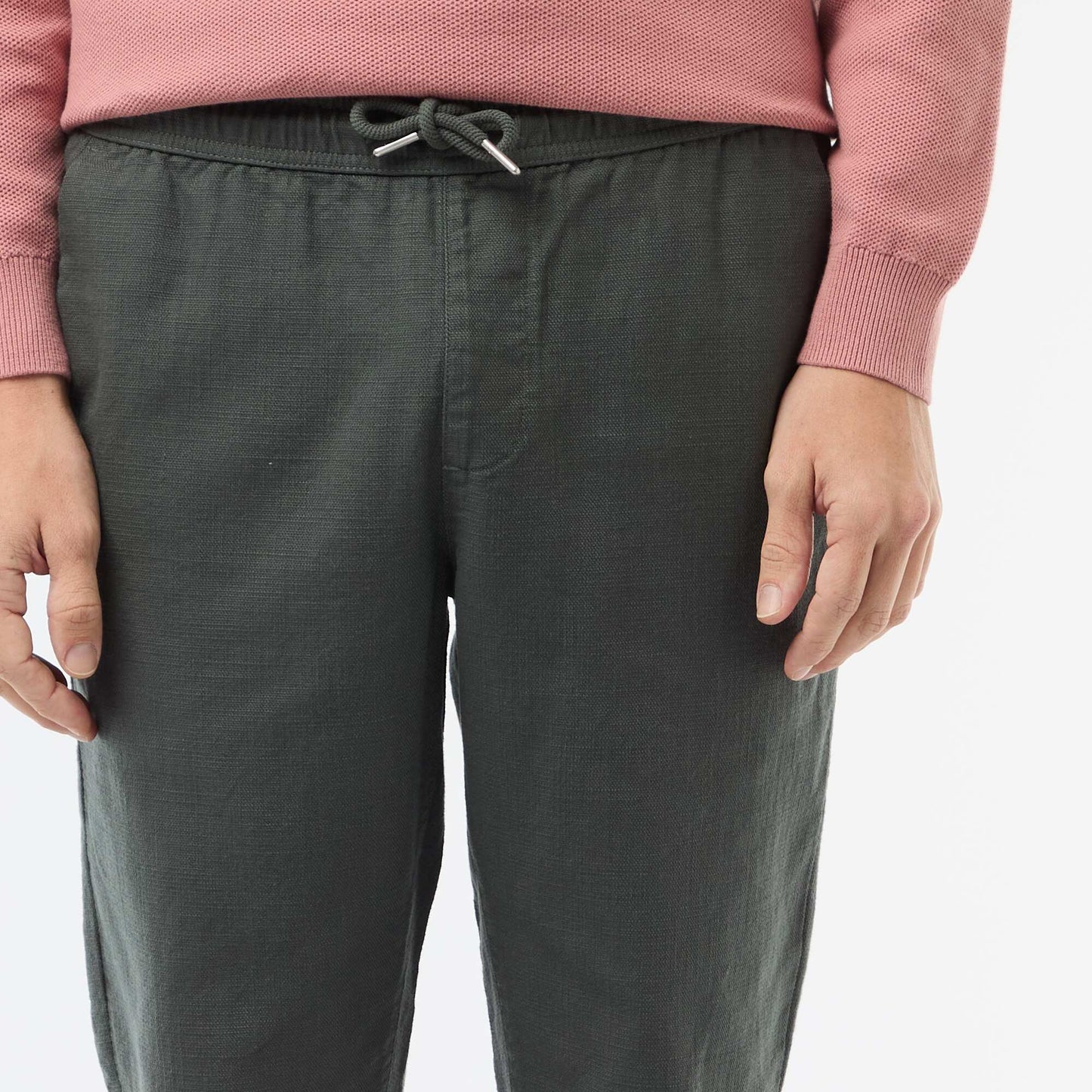 Straight-Leg Pants with Elastic Waistband GREEN