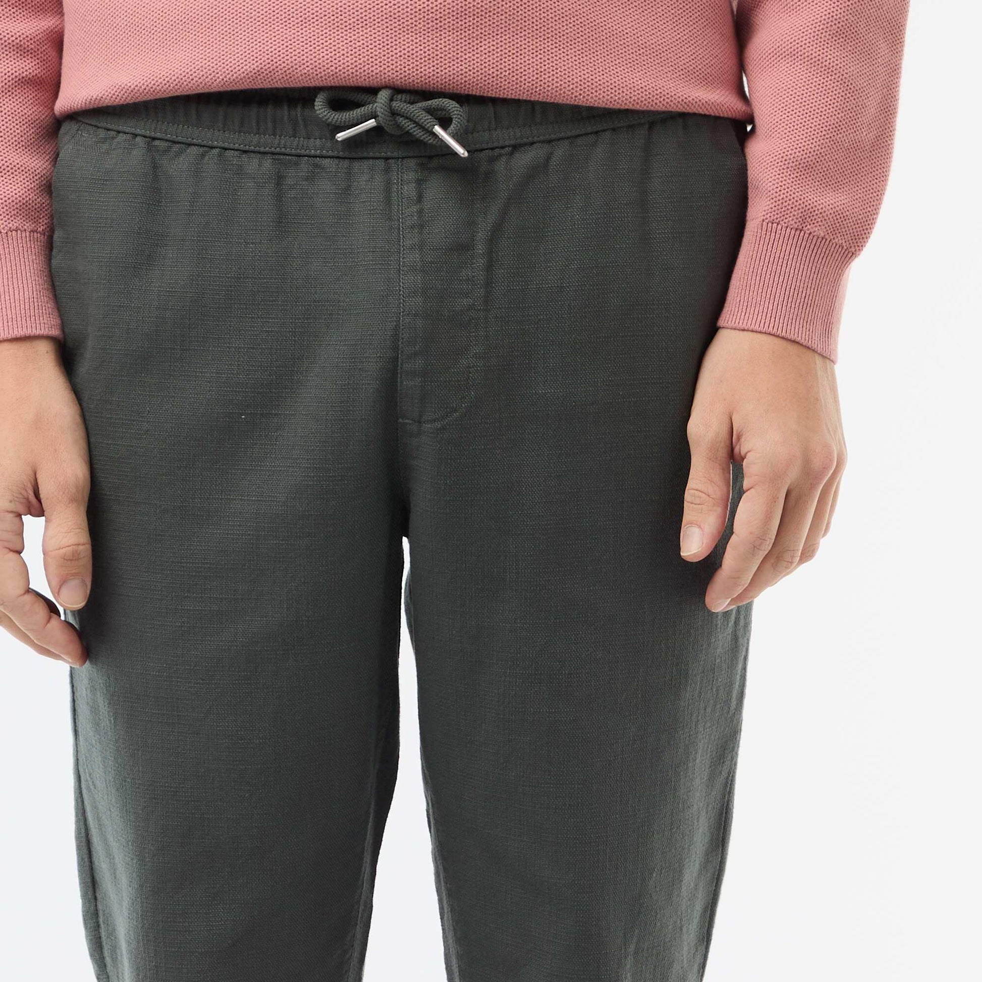 Straight-Leg Pants with Elastic Waistband GREEN