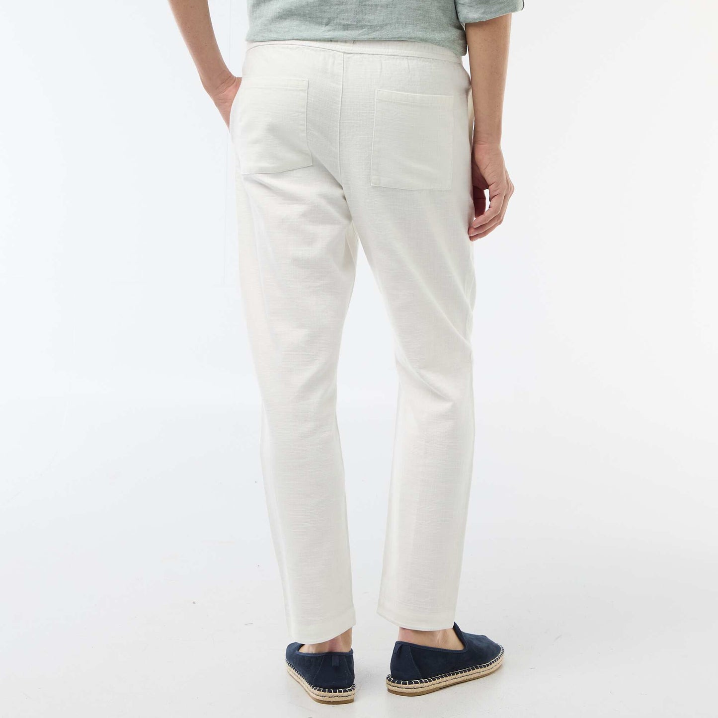 Straight-Leg Pants with Elastic Waistband WHITE
