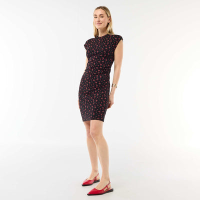 Sleeveless Ribbed Knit Mini Dress BLACK