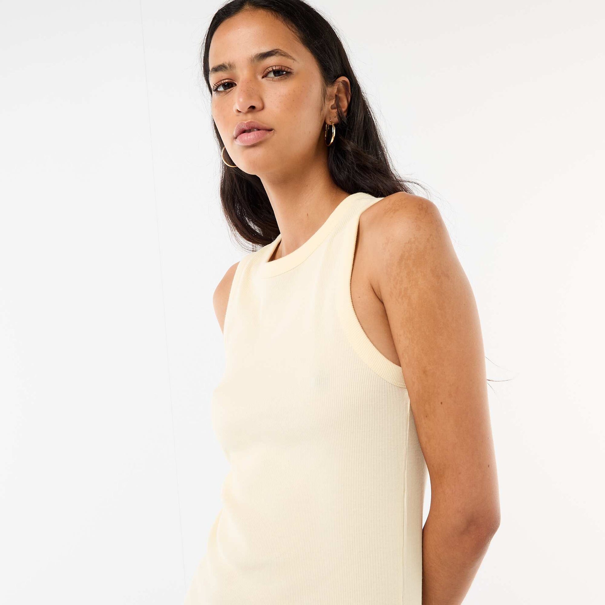 Sleeveless Ribbed Midi Dress YELLOW