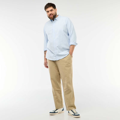 Straight-Leg Linen Blend Trousers BEIGE