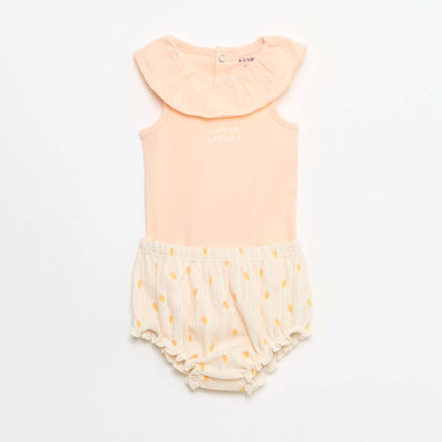 2-piece bodysuit + bloomers set PINK