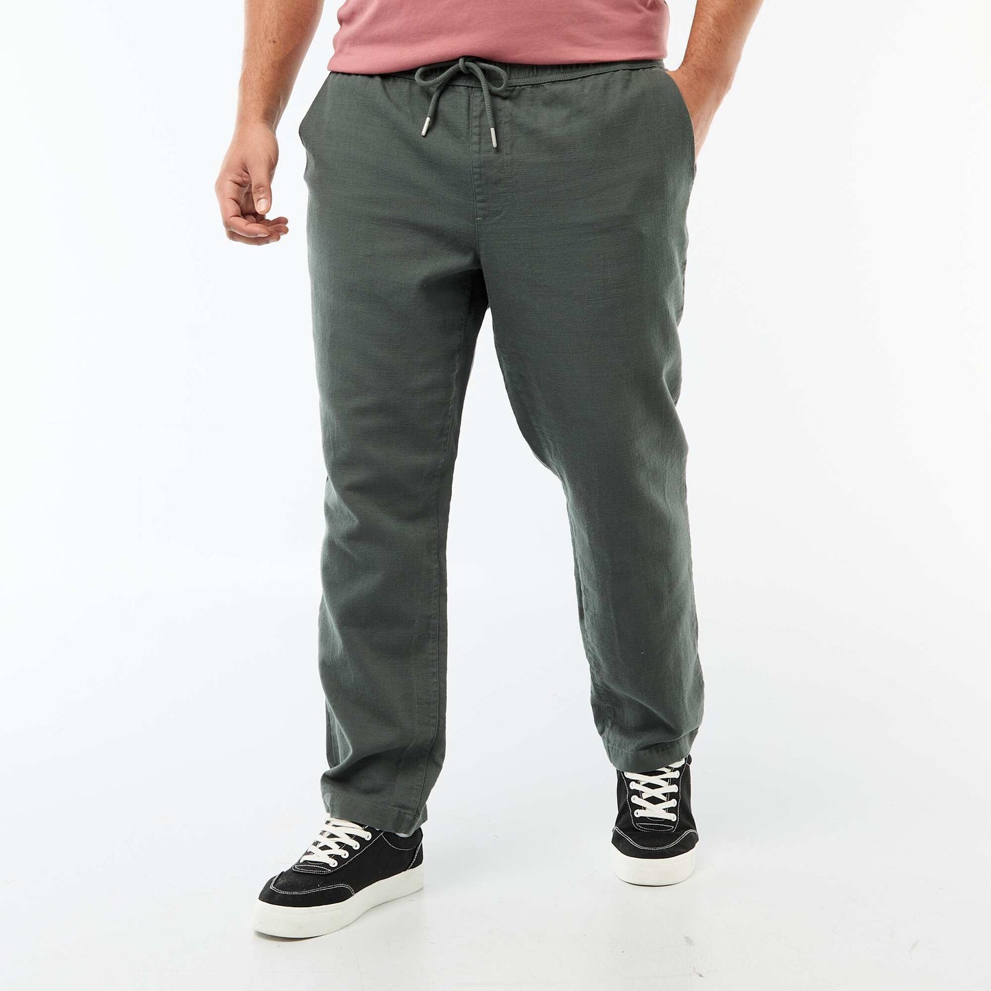Straight Leg Jogpant Style Trousers GREEN