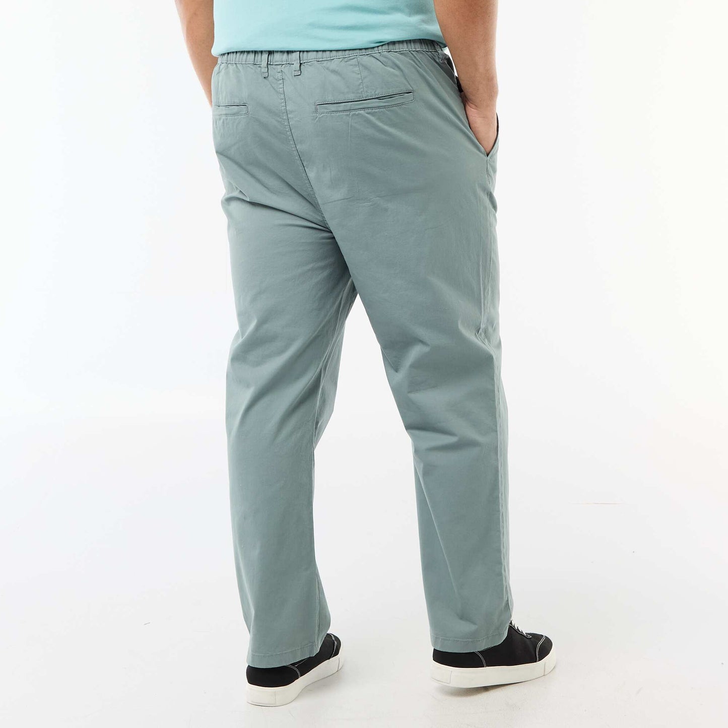 Twill Chino Trousers with Drawstring Waist BLUE