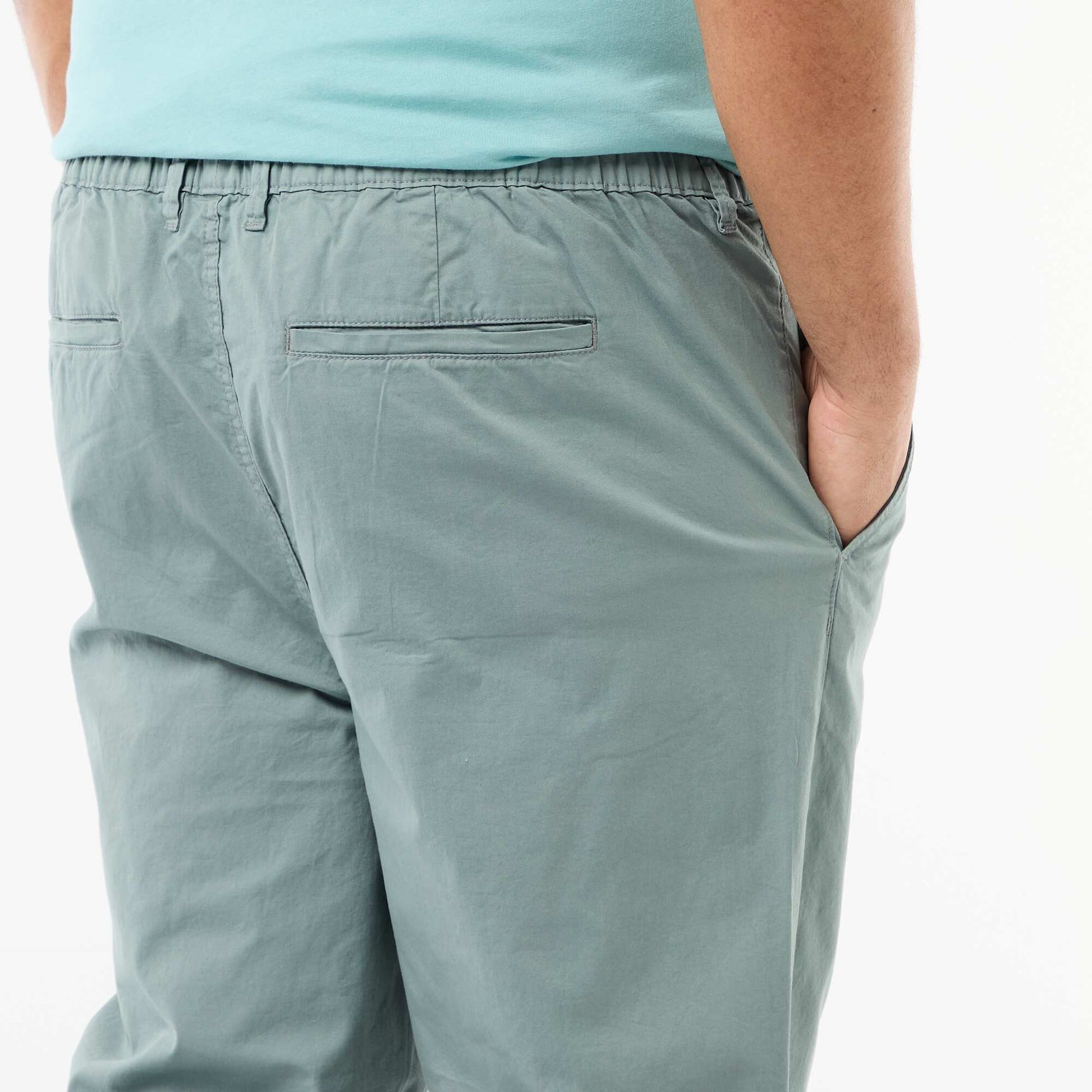 Twill Chino Trousers with Drawstring Waist BLUE
