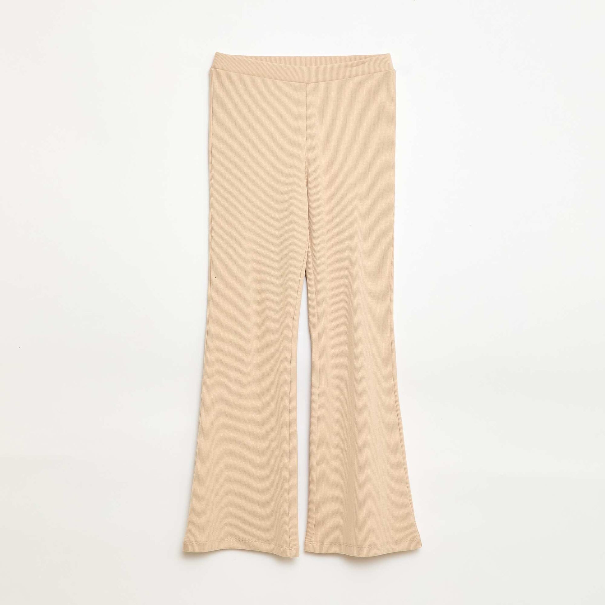 Ribbed Flare Leggings BEIGE