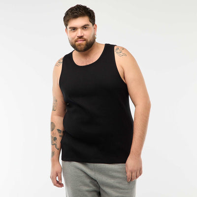 Regular Fit Ribbed Tank Top BLACK