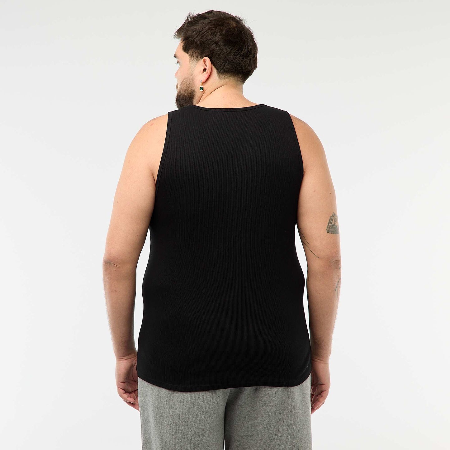 Regular Fit Ribbed Tank Top BLACK