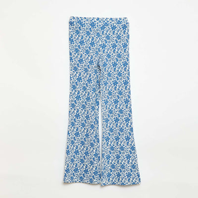 Ribbed Leggings with Pattern BLUE
