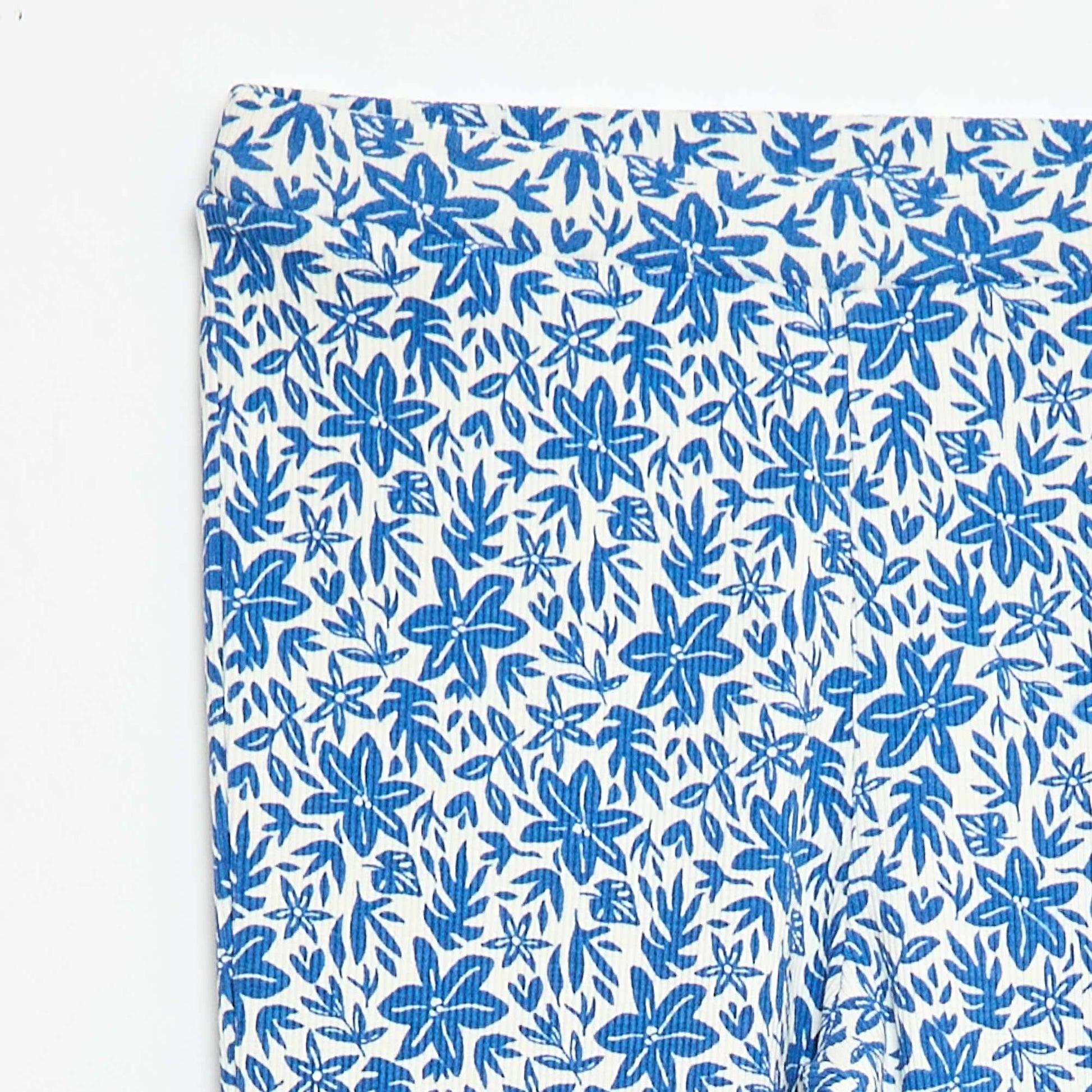 Ribbed Leggings with Pattern BLUE