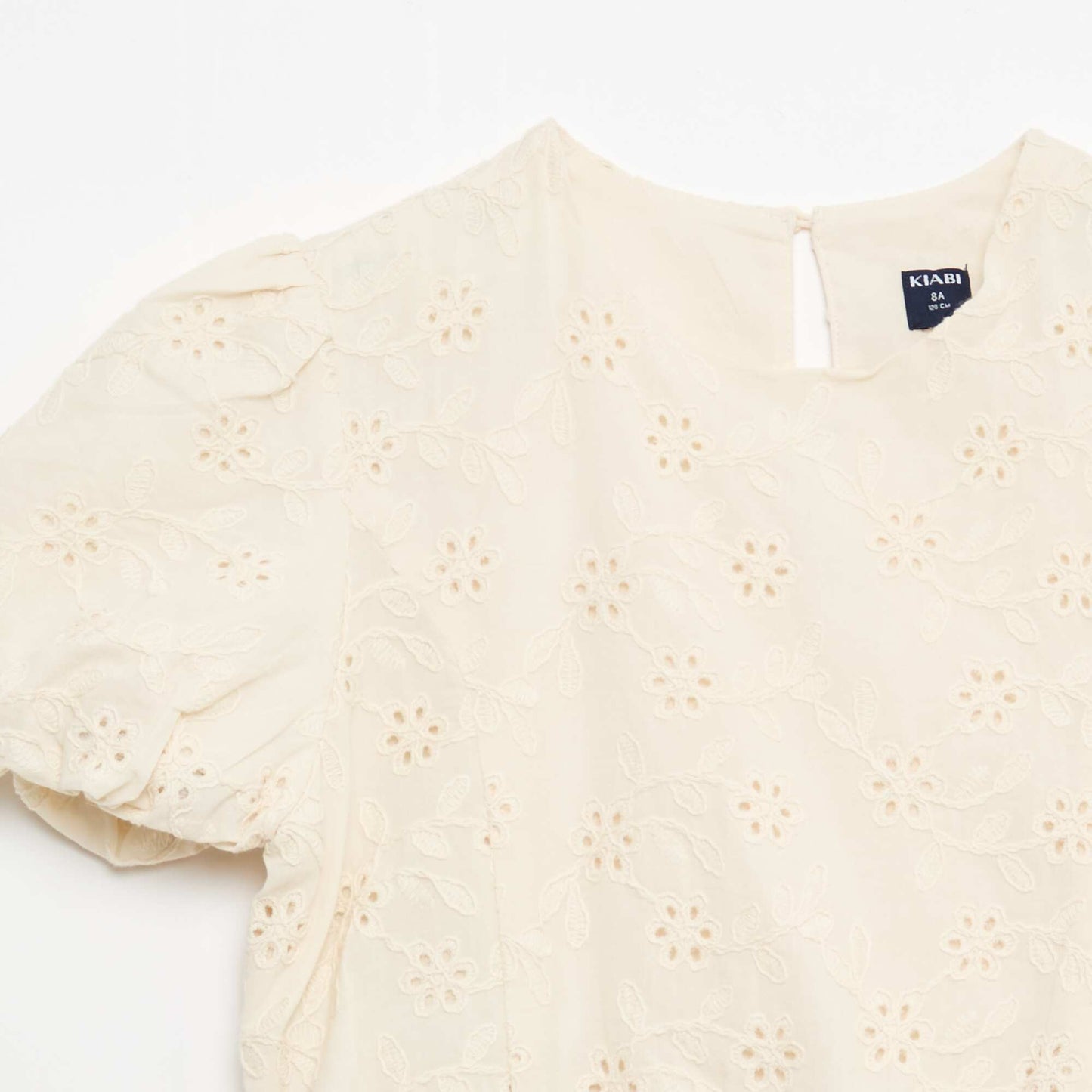 Short-Sleeved Blouse with Floral Embroidery WHITE