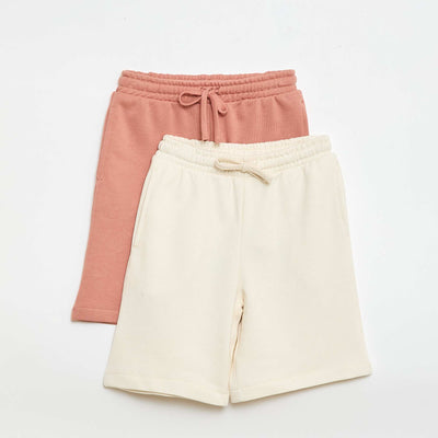 2-Pack of Plain Cotton Shorts BEIGE
