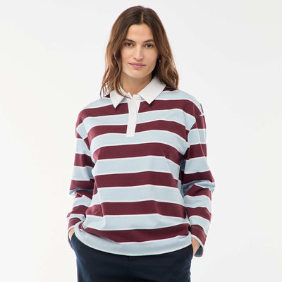 Rugby-Style Long Sleeve Polo Shirt BLUE