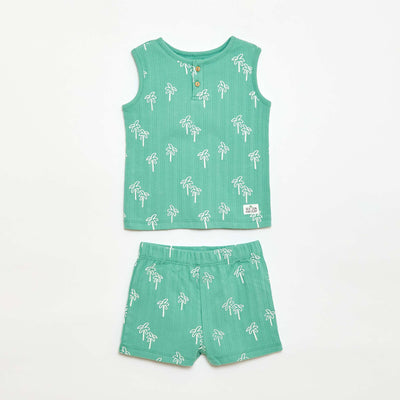 Sleeveless Top & Shorts Pyjama Set - 2 Piece GREEN