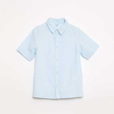 Plain Short-Sleeve Shirt BLUE