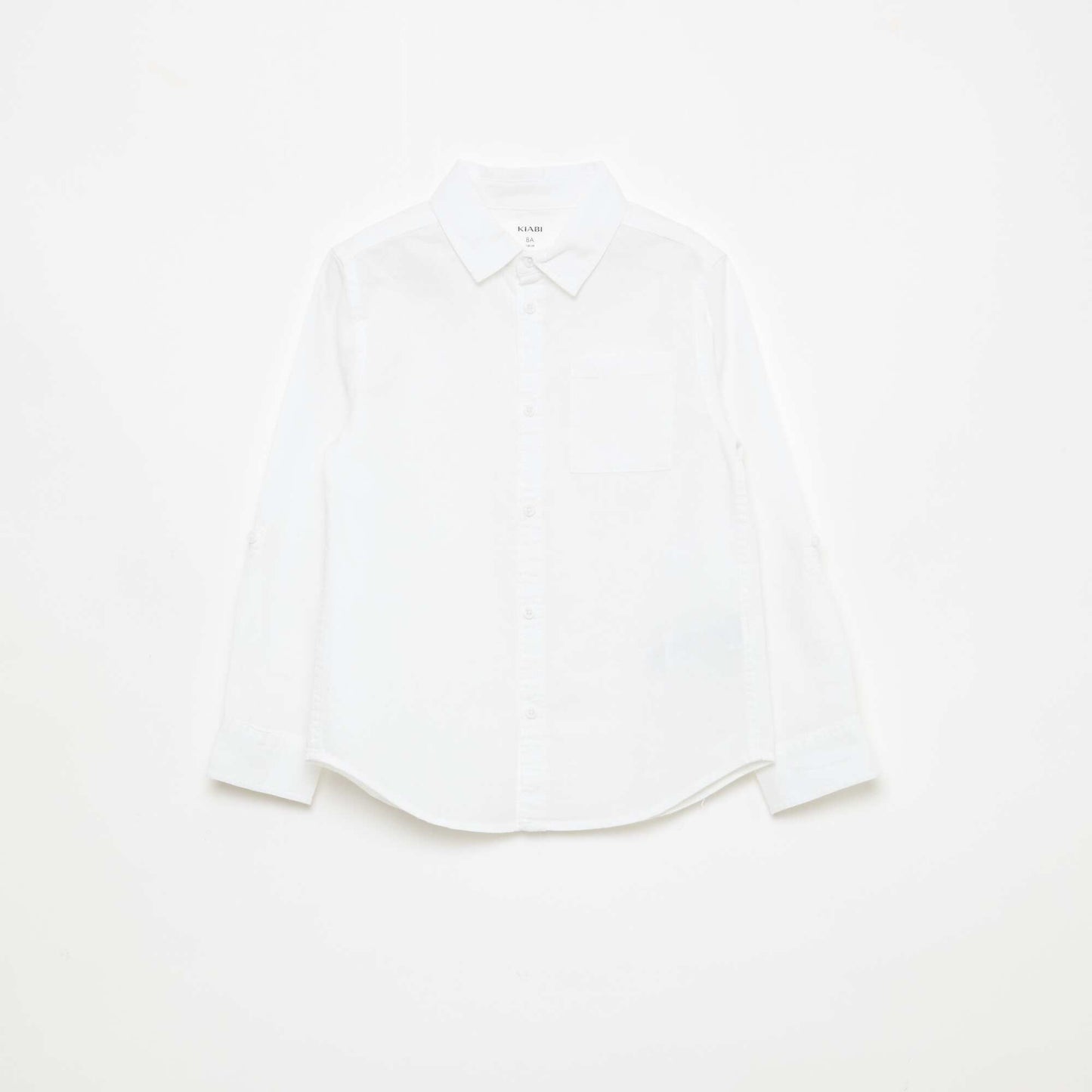 Shirt with Pocket and Roll-Up Sleeves WHITE