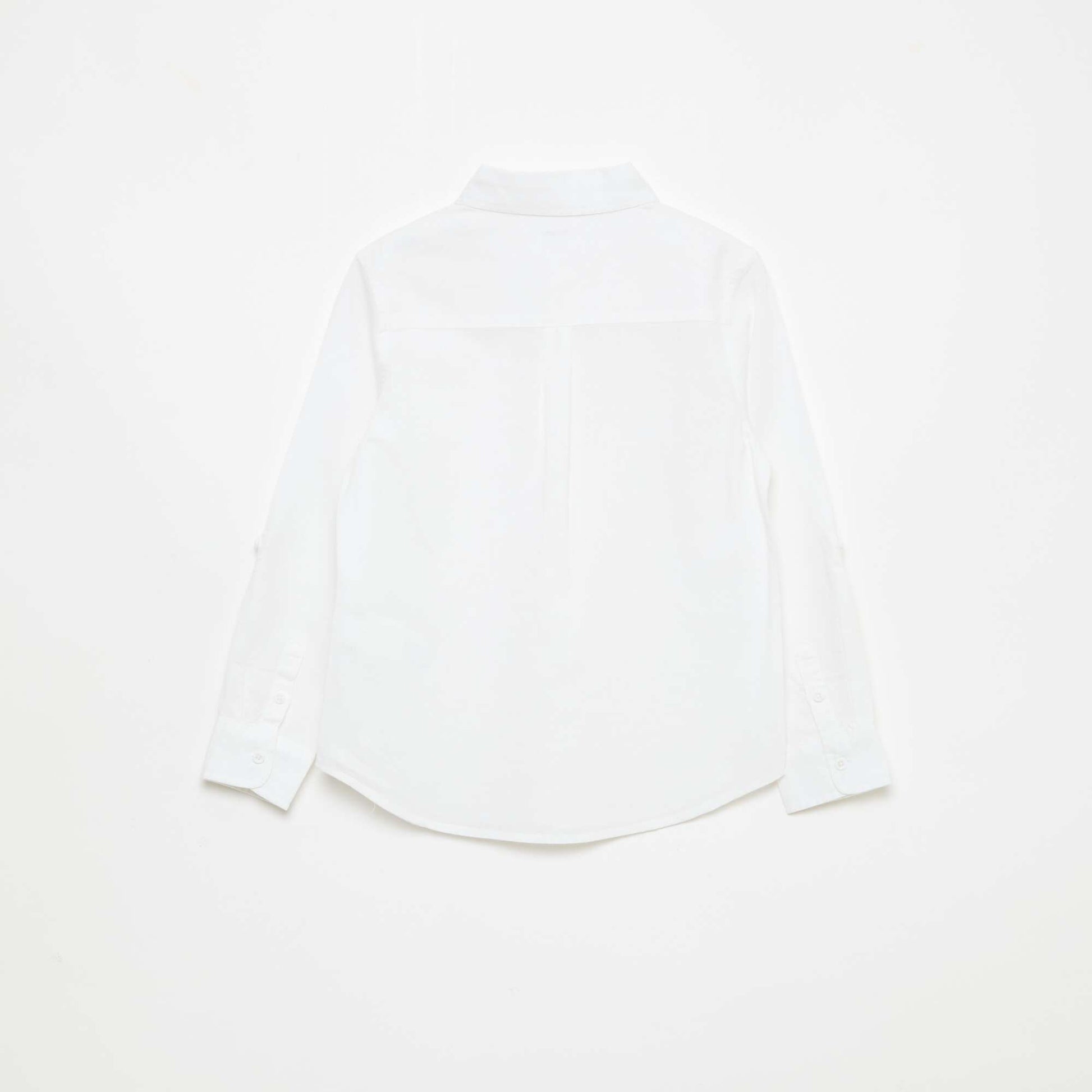 Shirt with Pocket and Roll-Up Sleeves WHITE