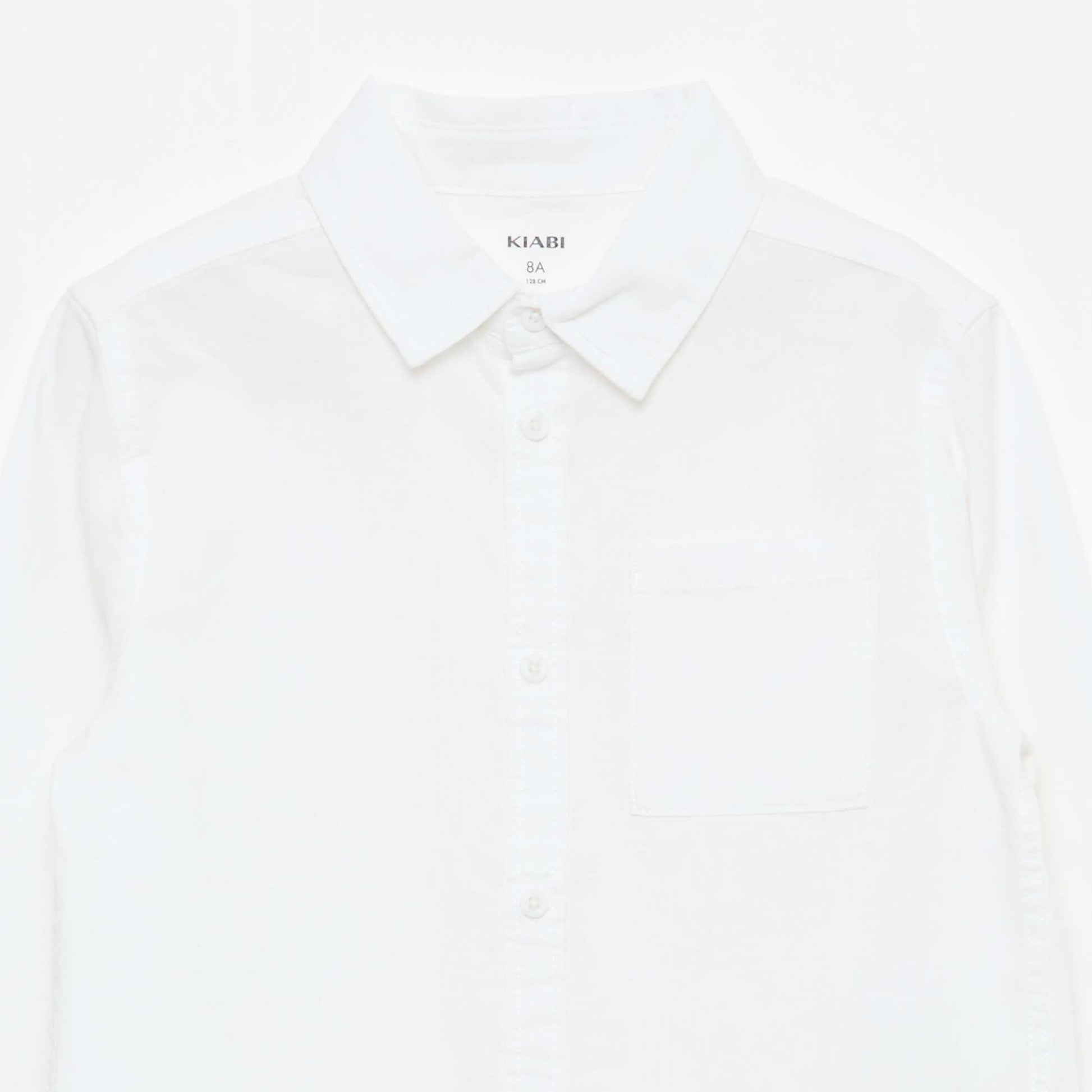 Shirt with Pocket and Roll-Up Sleeves WHITE
