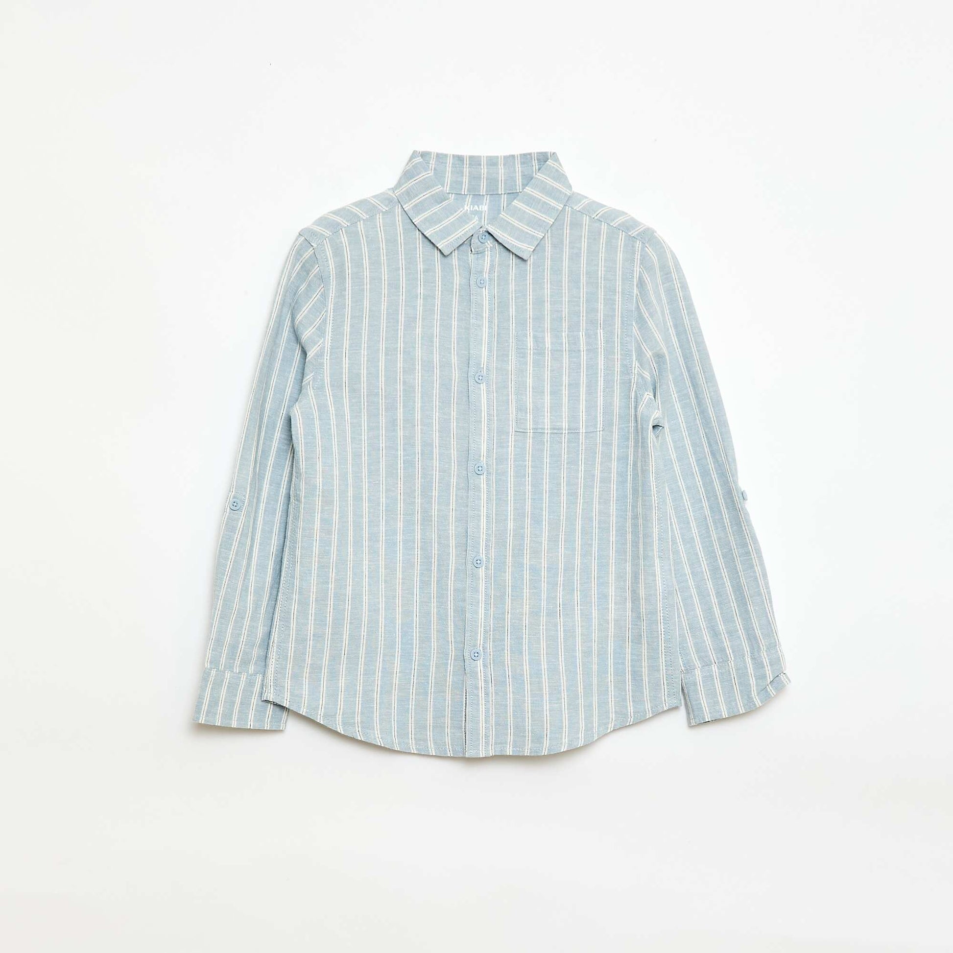 Shirt with Pocket and Roll-Up Sleeves BLUE