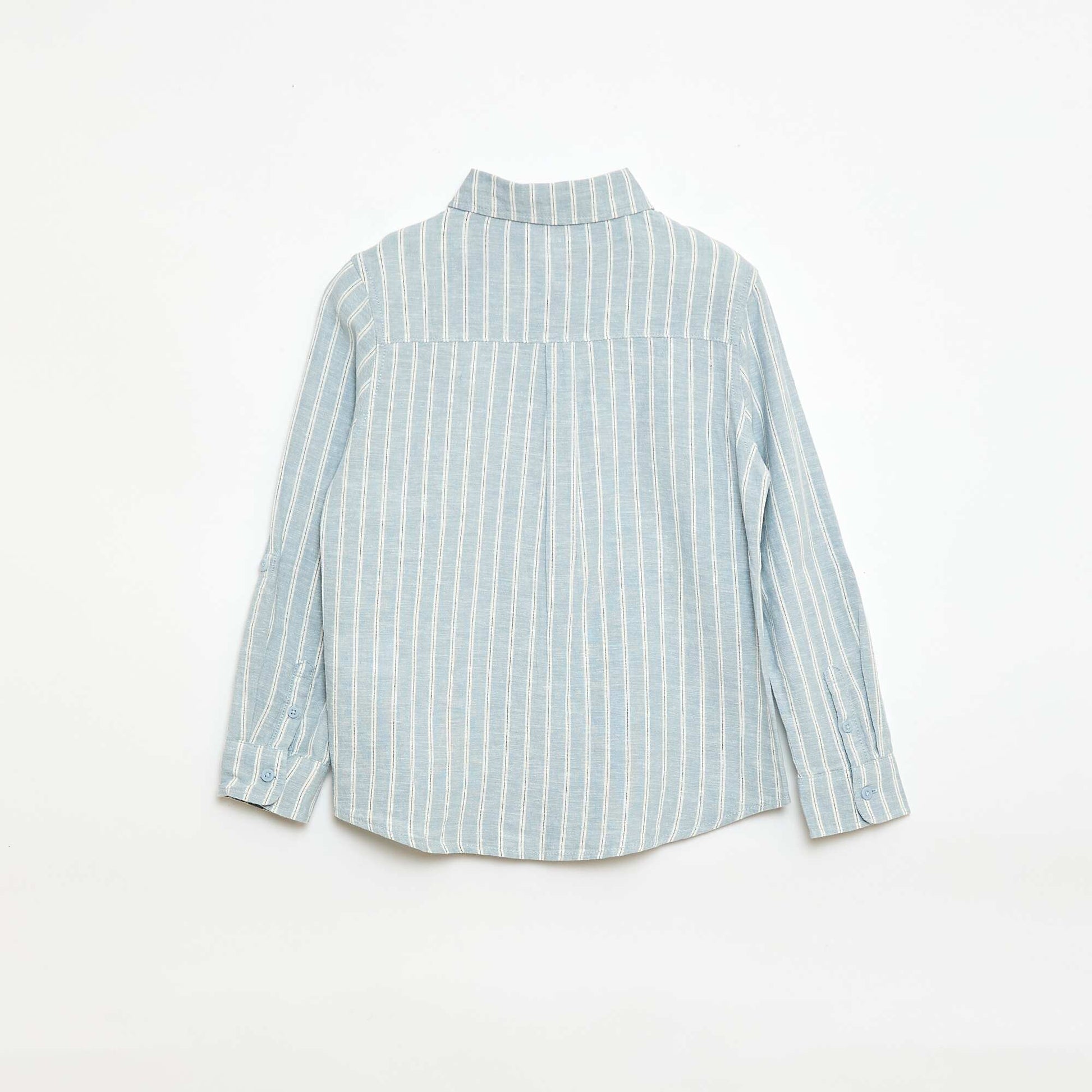 Shirt with Pocket and Roll-Up Sleeves BLUE