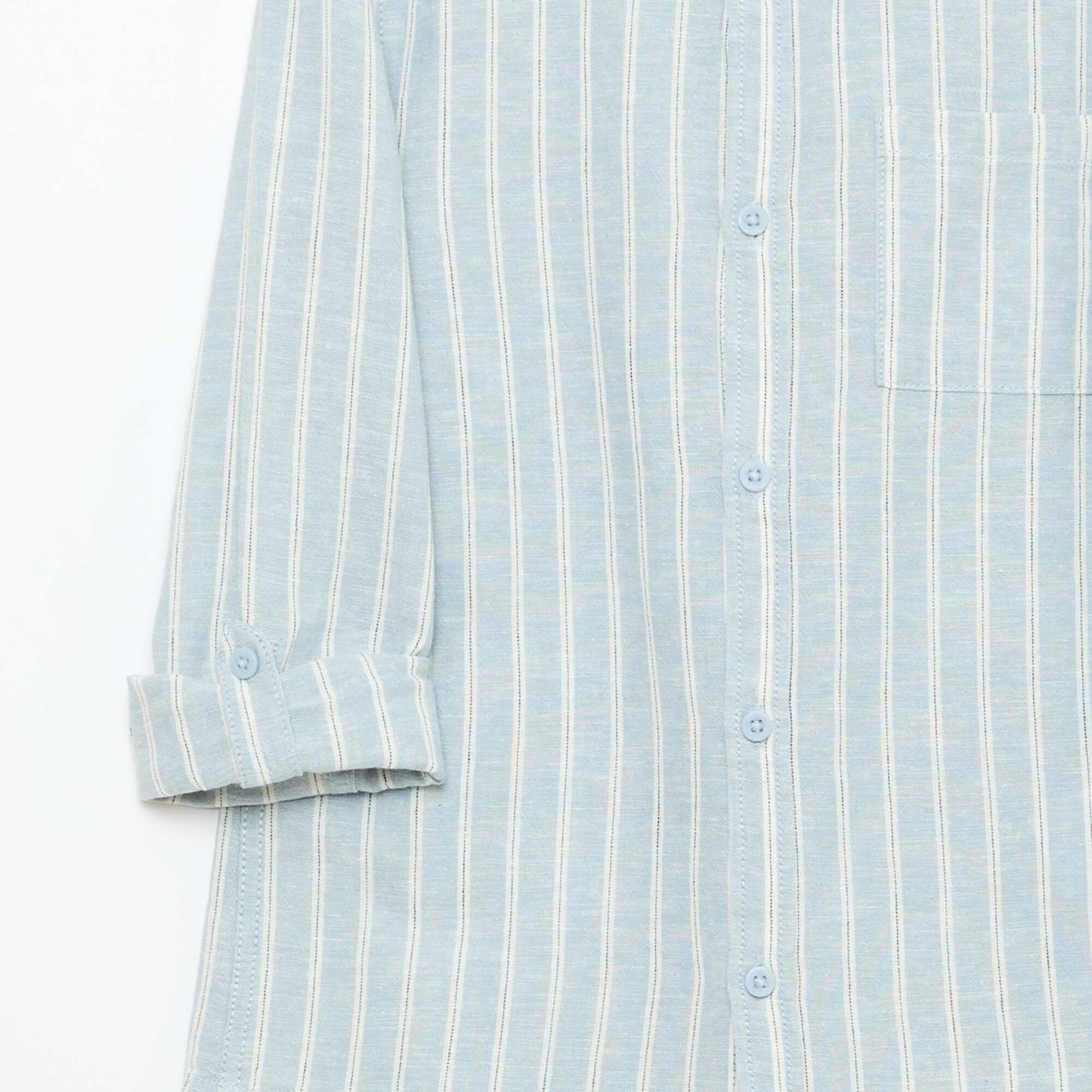 Shirt with Pocket and Roll-Up Sleeves BLUE