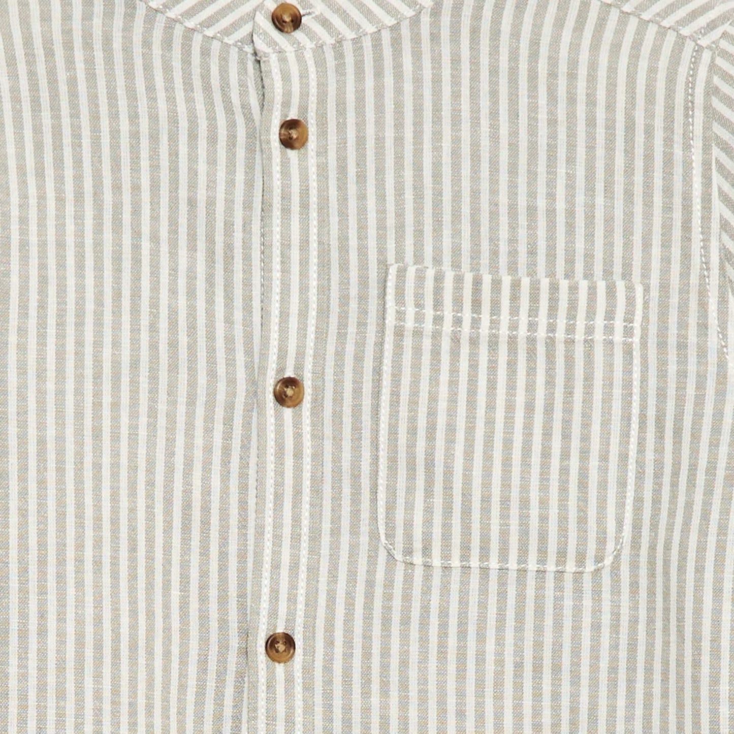 Striped linen blend shirt KHAKI