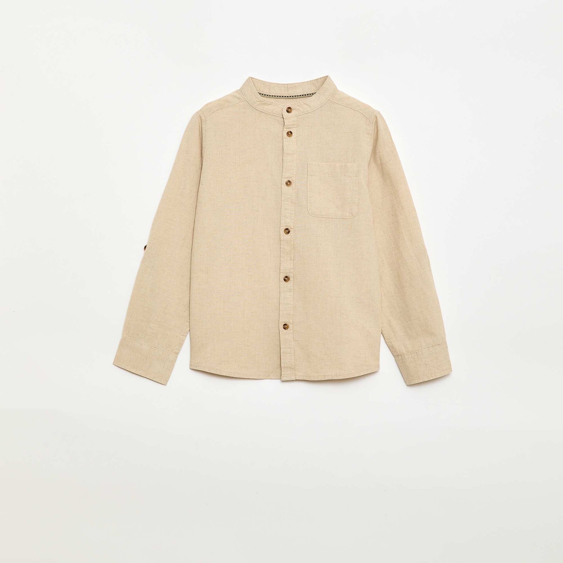 Striped linen blend shirt WHITE