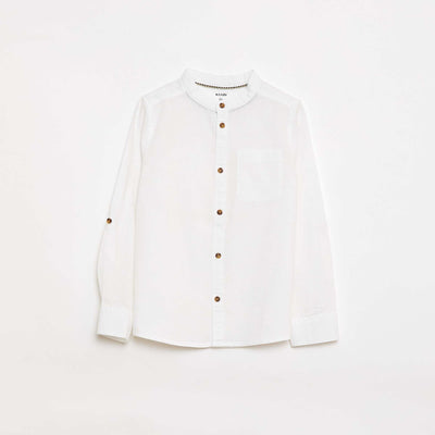 Striped linen blend shirt WHITE