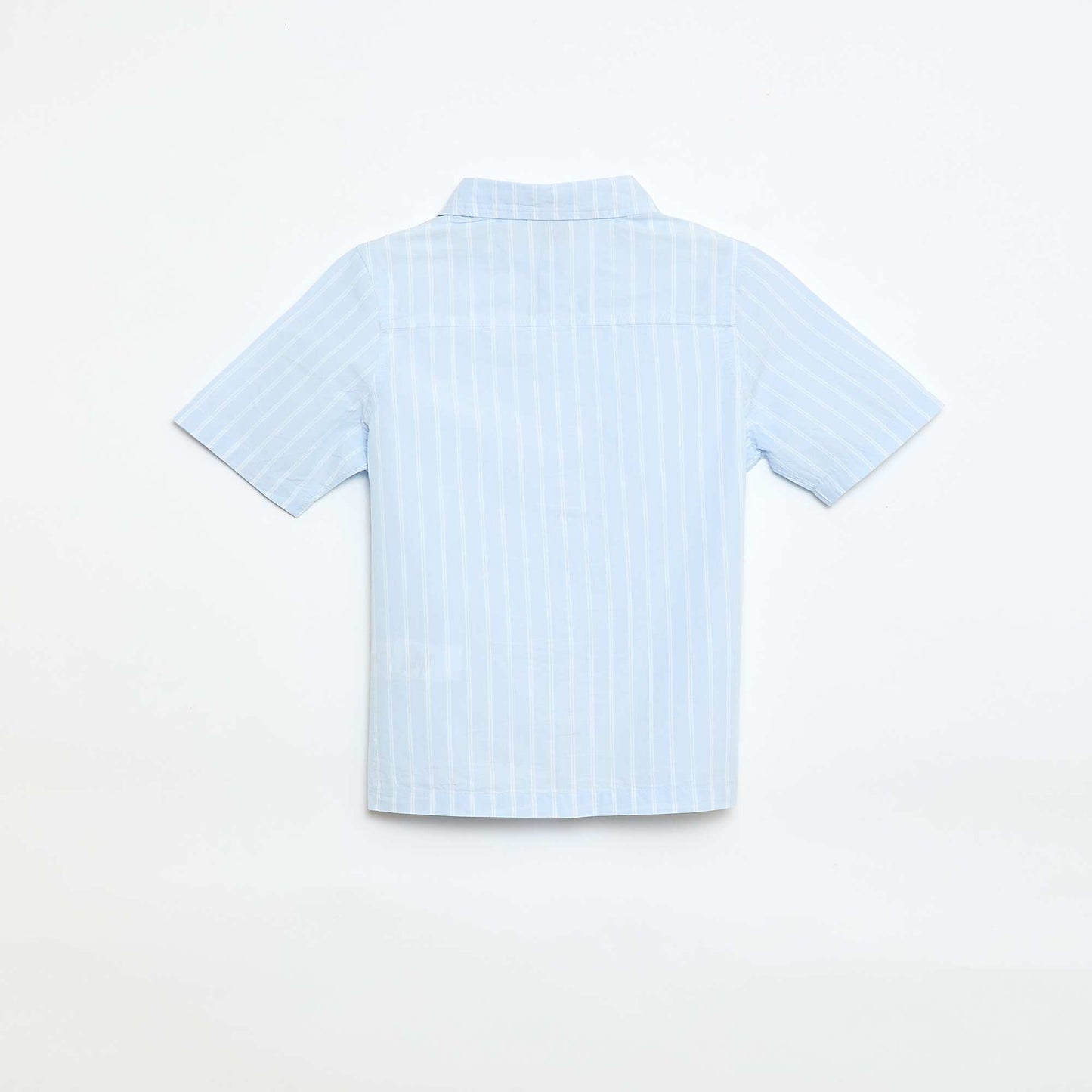 Striped Short-Sleeve Cotton Shirt BLUE