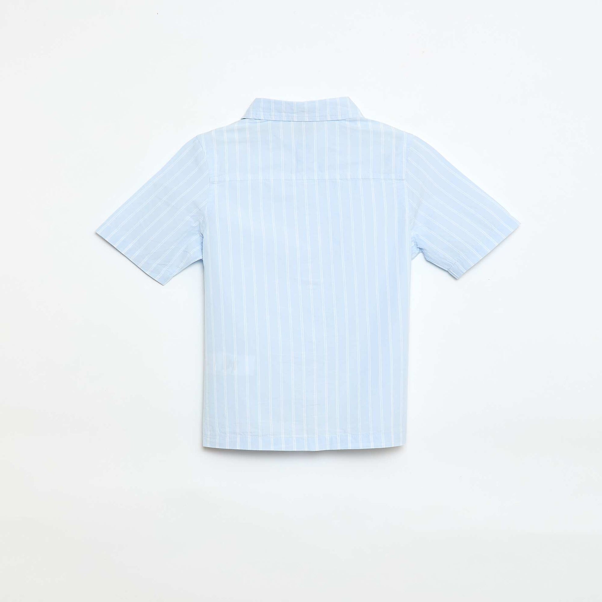 Striped Short-Sleeve Cotton Shirt BLUE