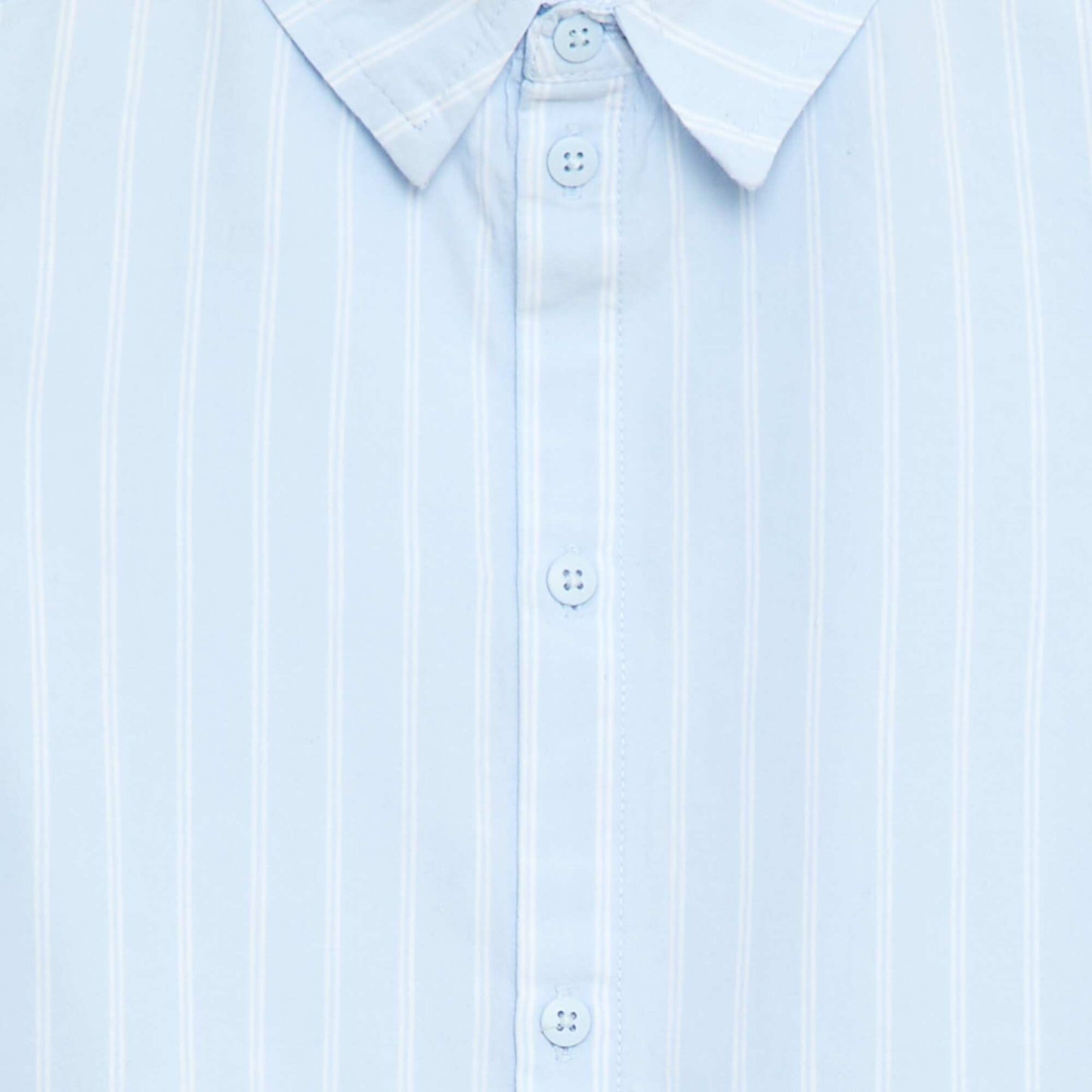 Striped Short-Sleeve Cotton Shirt BLUE