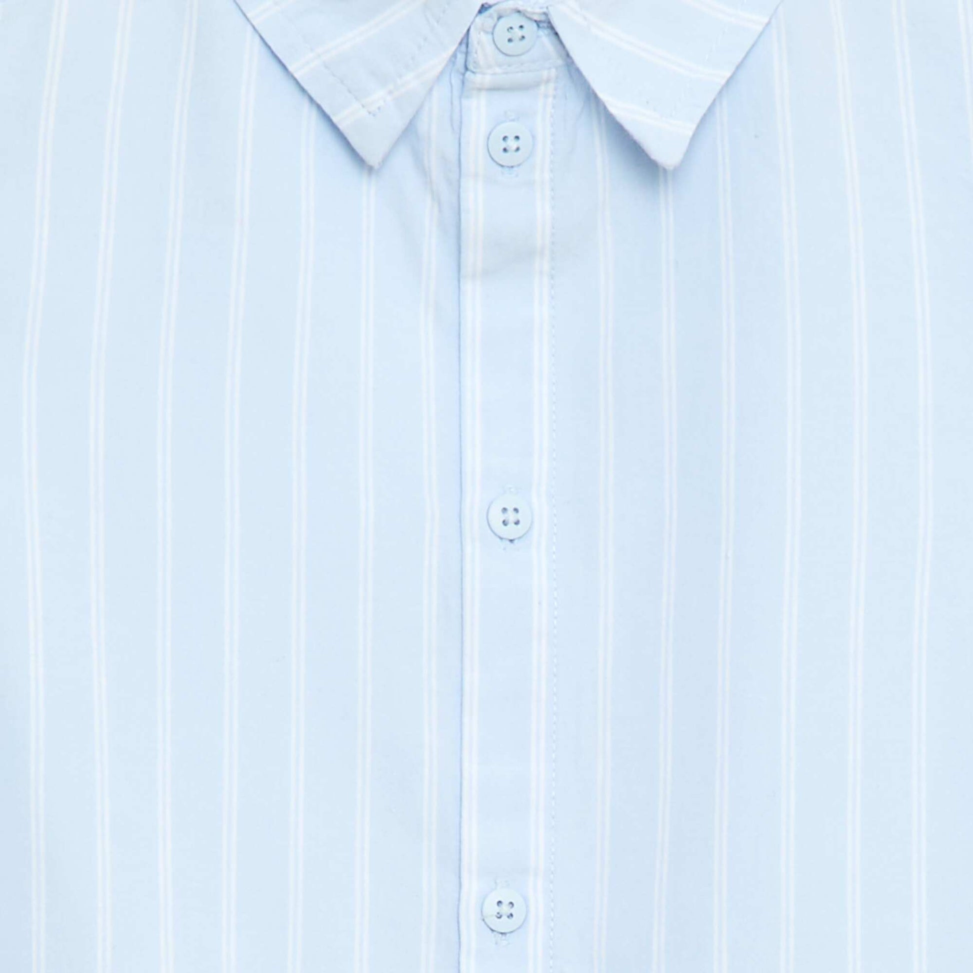 Striped Short-Sleeve Cotton Shirt BLUE